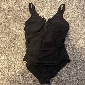 Scalloped Black one piece